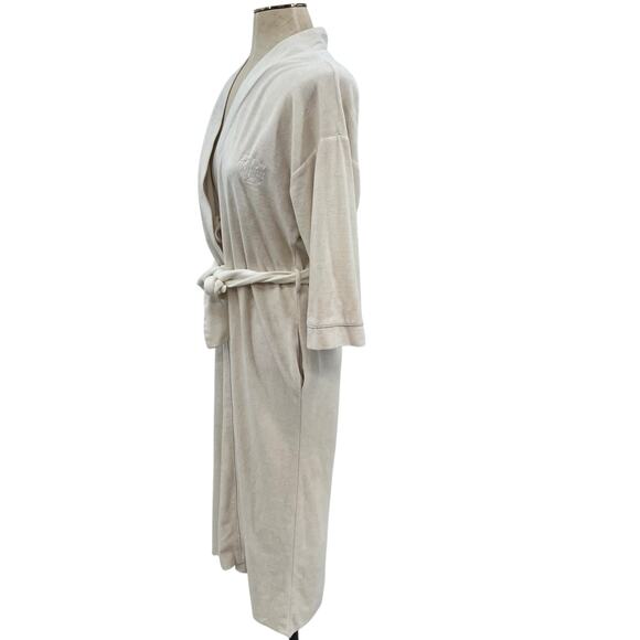Christian Dior Vintage Robe Super Soft Velvet Monogram Logo Cream Ivory Small - Picture 8 of 16
